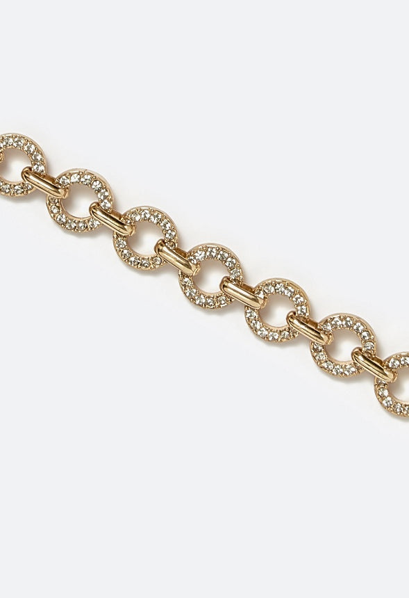 Blair Glass Rhinestone Set Linked Rings Chain Bracelet Crystal/ Gold