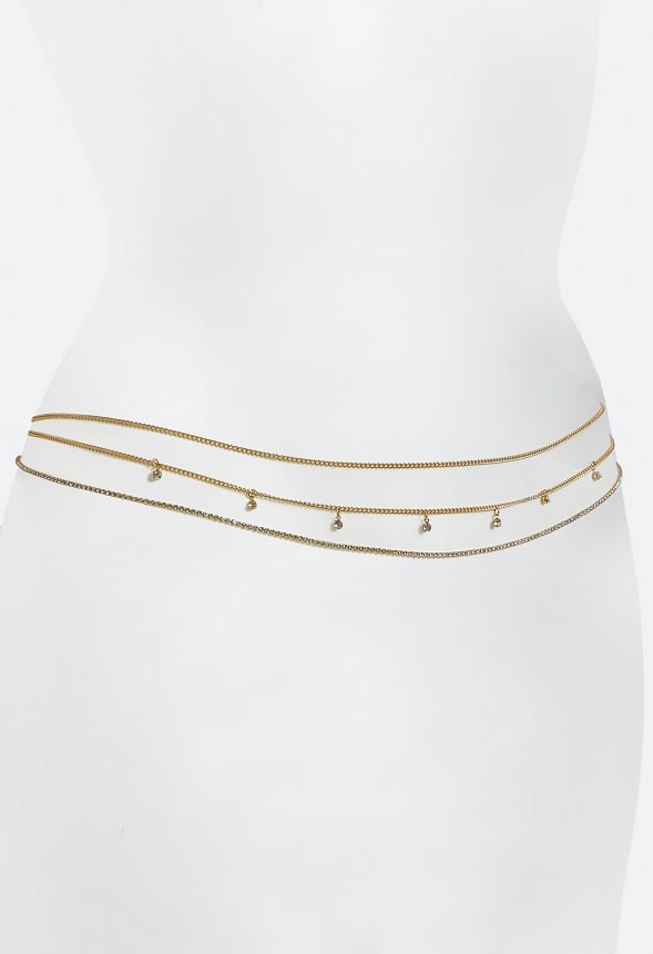 3-Rows Gio Mix Cupchain Belly Chain Crystal/ Gold