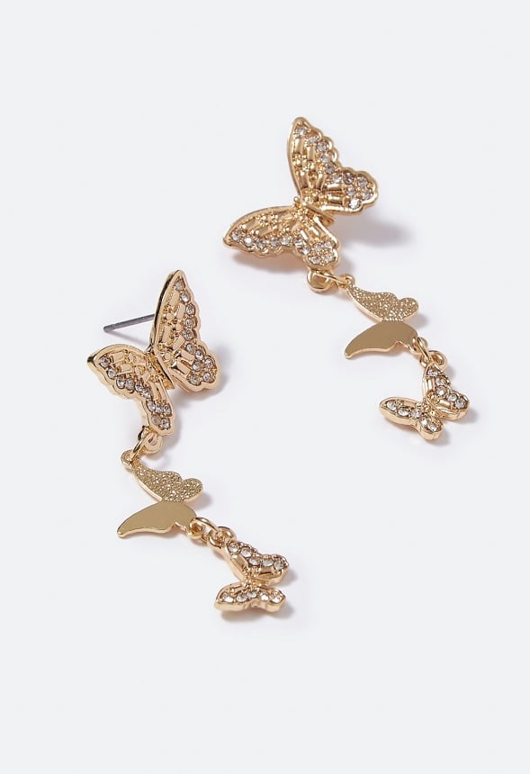 Alessia Butterfly Drop Earrings Gold