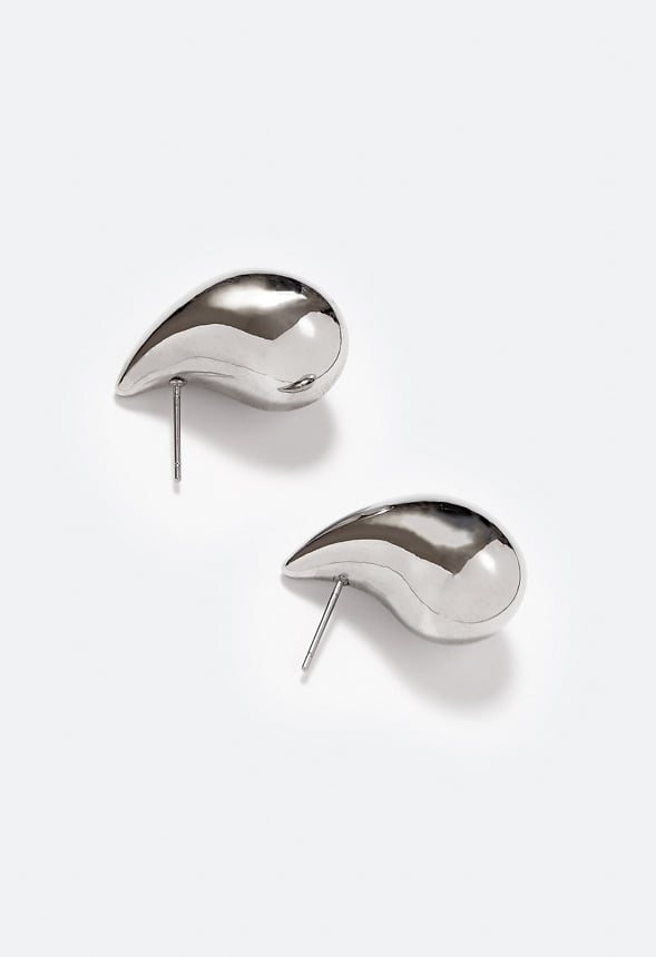 Mya Molten Teardrop Earrings Silver