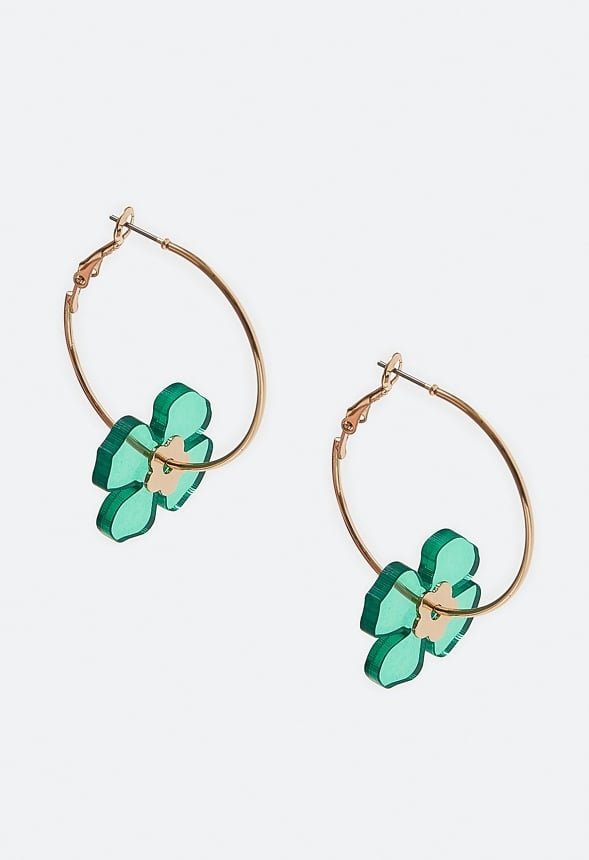 Giana Saint Patricks Green Charm Hoop Earrings Green/ Gold