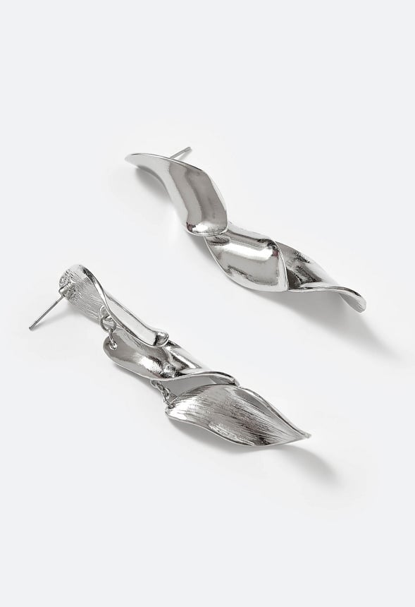 3-Tiered Via Fluid Metal Drops Earrings Silver
