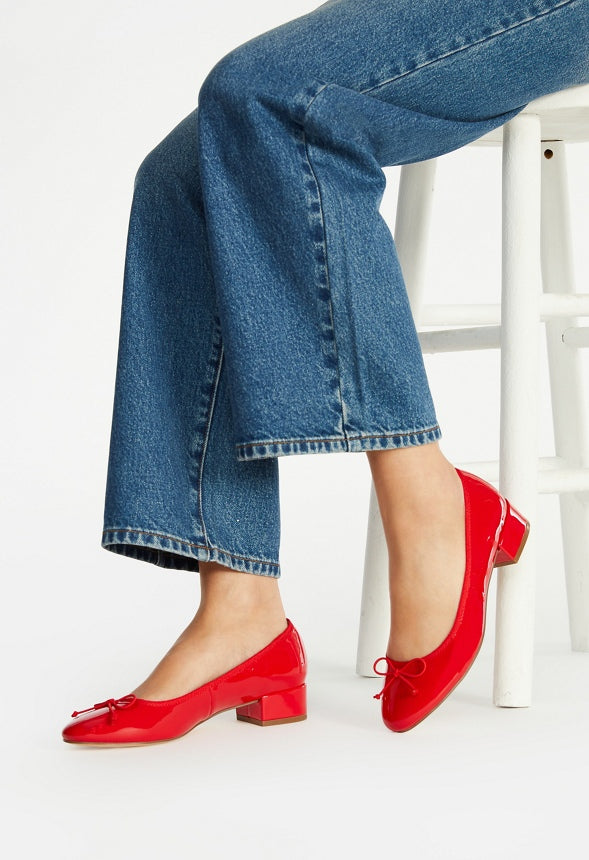 Madelaine Block Heeled Pump Salsa Red
