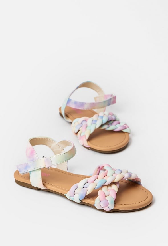 FabKids Puffy Braided Criss Cross Strap Sandal Multi