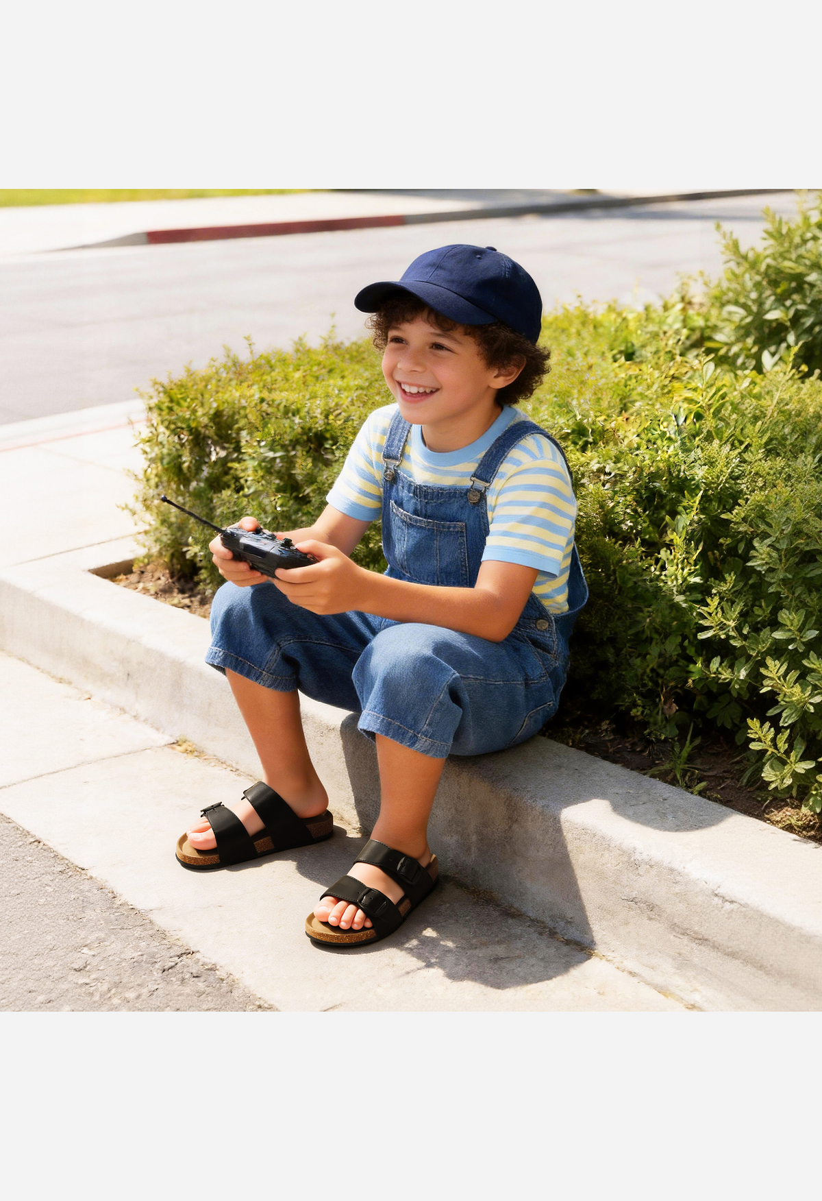 Kids Non-Slip Slides Adjustable Straps Indoor & Outdoor Shoes