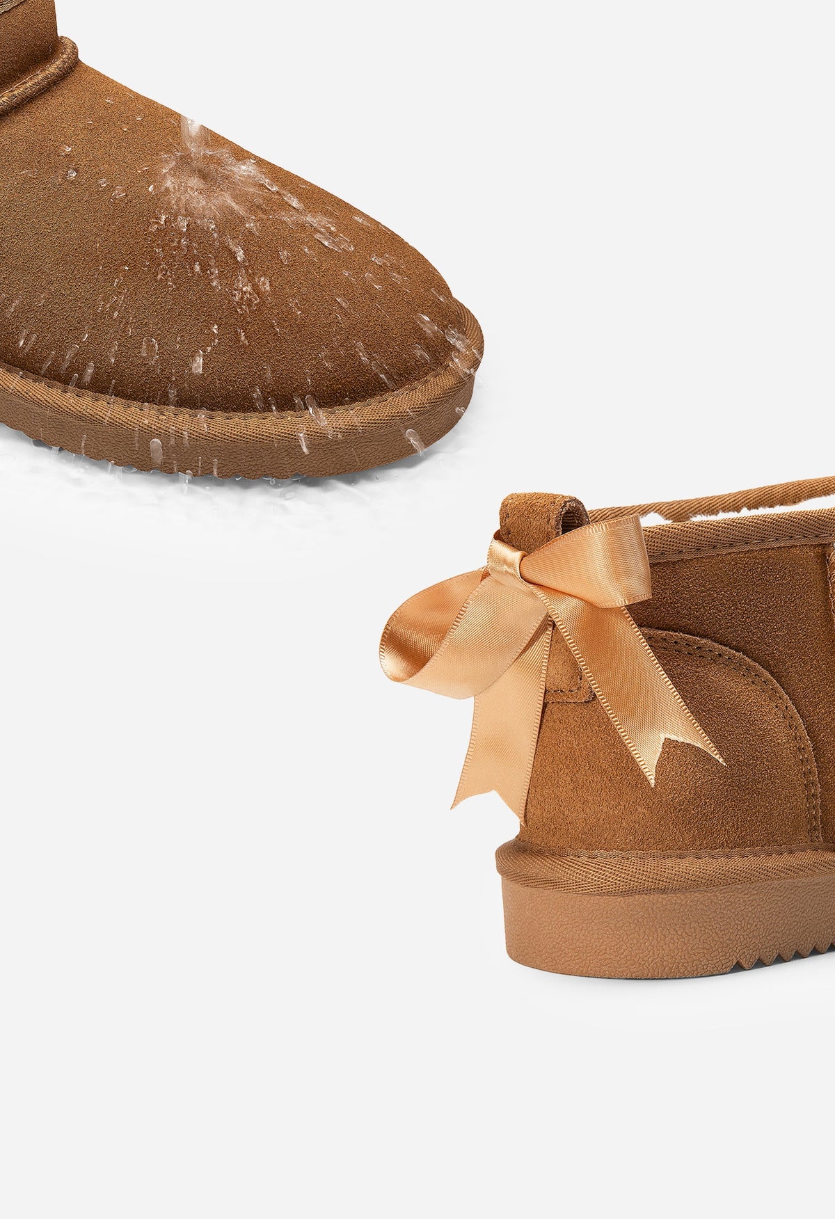 Ankle Winter Boots for Women Genuine Suede Faux Fur Lining Water Resistant Warm Snow Boots Slip On Memory Foam Comfort Booties