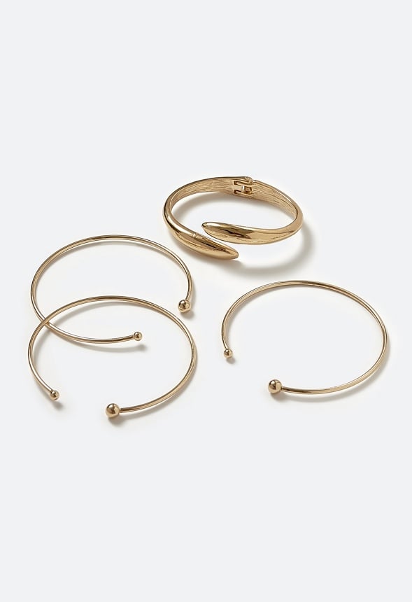 Mare Adjustable Mixed Cuff And Open Bangle Pack Gold