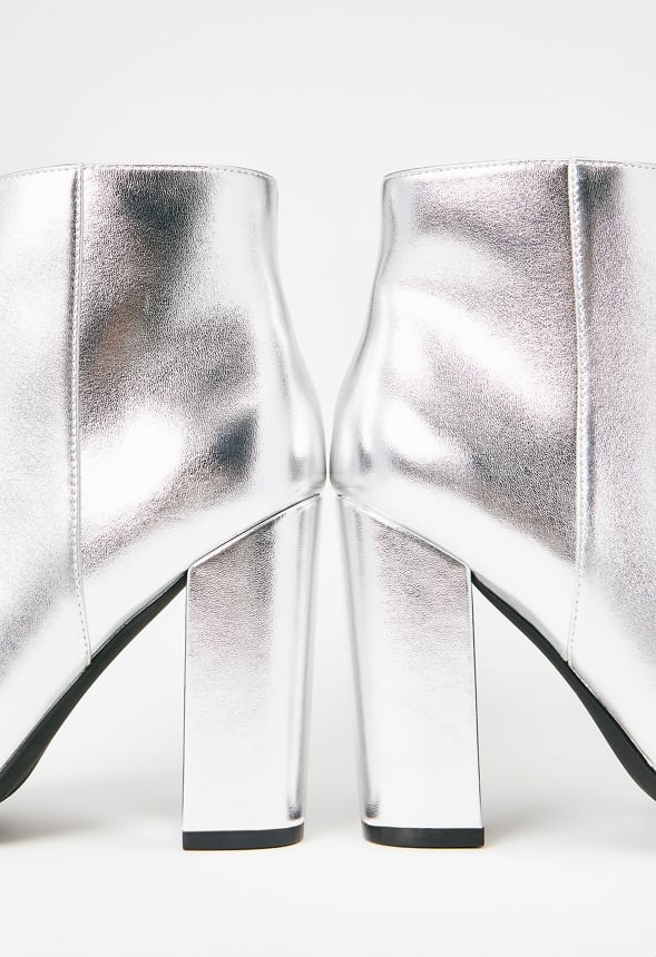 Rosamund Block Heeled Ankle Boot Silver