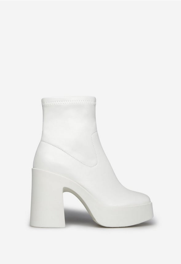 Pegah Block Heeled Ankle Boot Bright White