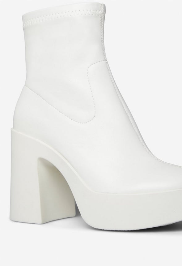 Pegah Block Heeled Ankle Boot Bright White