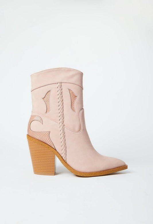 Selina Western Ankle Boot Blush