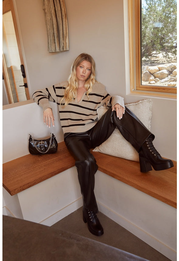 Letty Block Heeled Lace-Up Ankle Boot Black