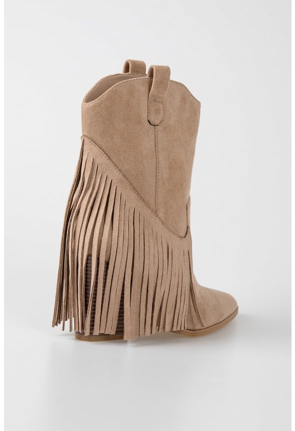 Maisie Fringed Cowboy Boot Taupe
