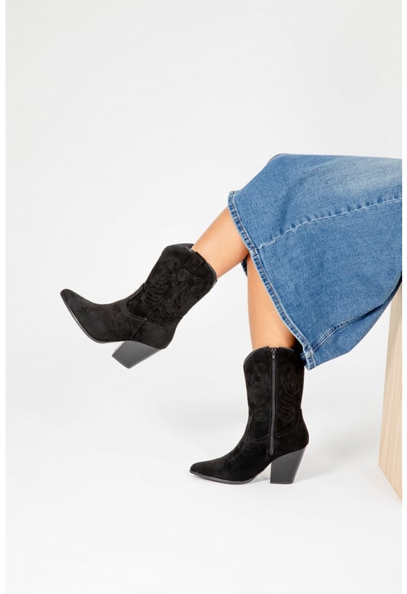 Lottie Cowboy Boot Black