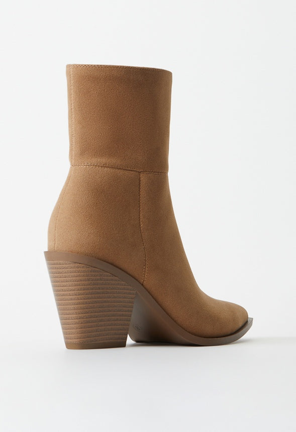 Peyton Block Heeled Bootie Sand