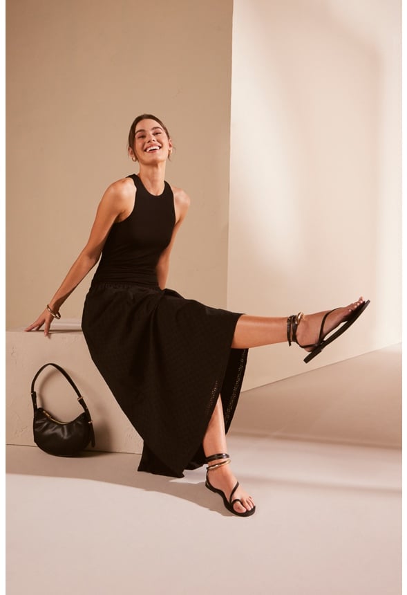 Halter Eyelet Maxi Dress Black Caviar