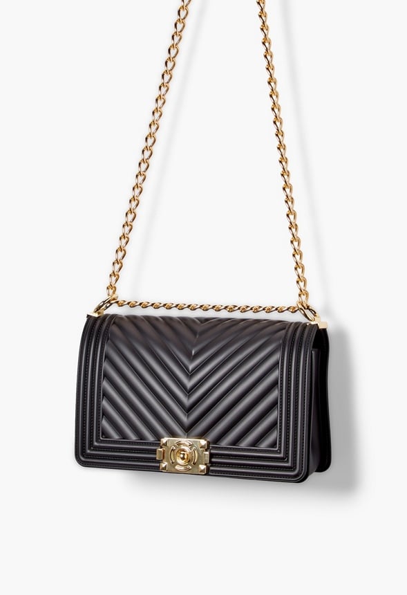 Chevron Jelly Crossbody Black