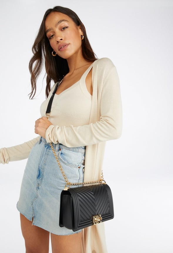 Chevron Jelly Crossbody Black