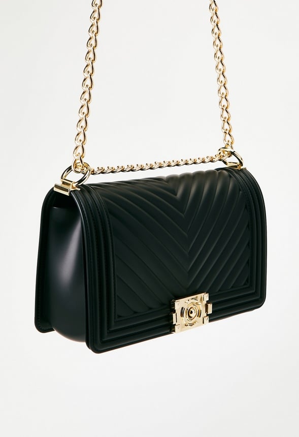 Chevron Jelly Crossbody Black