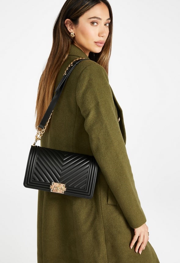 Chevron Jelly Crossbody Black
