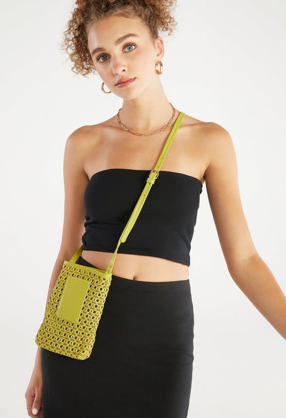 Woven Phone Crossbody Wild Lime