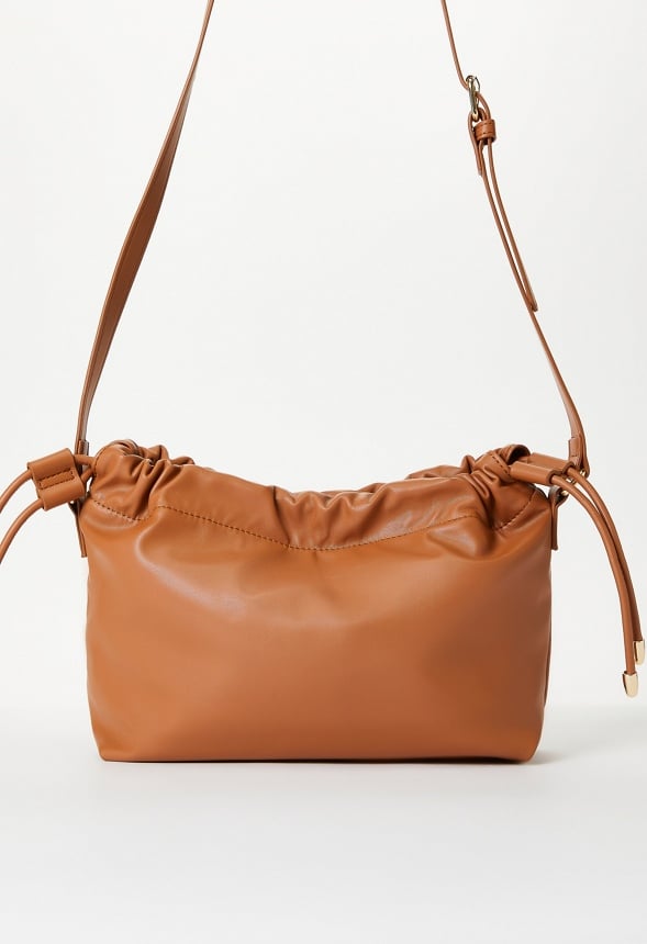 Drawstring Pouch Crossbody Camel