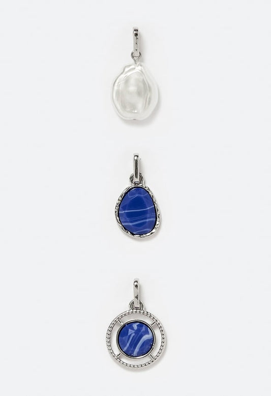 3-Pack Joy Of Interchangeable Pearl And Blue Charms Pack Blue Silver