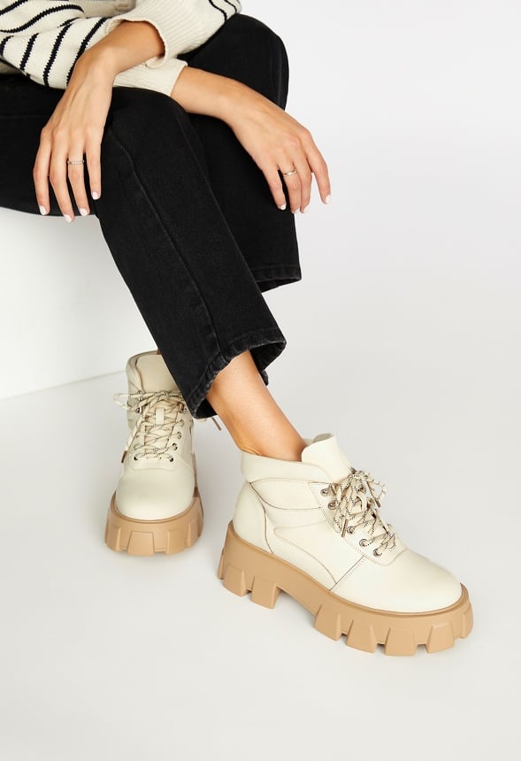 Sylvie Lug Sole Ankle Boot Birch White