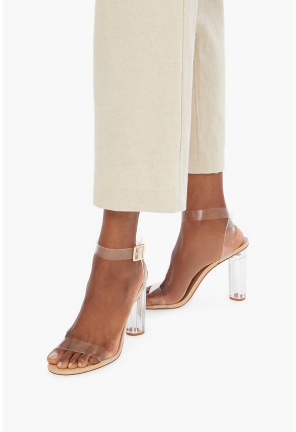 Hanna Transparent Heeled Sandal Beige