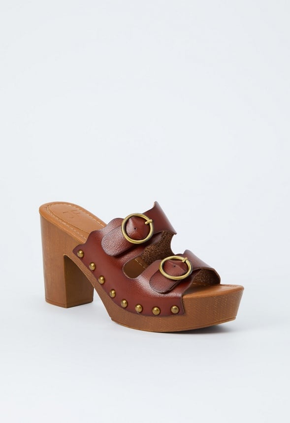 Kacie Studded Platform Sandal Leather Brown