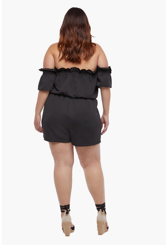 Off Shoulder Playsuit Black