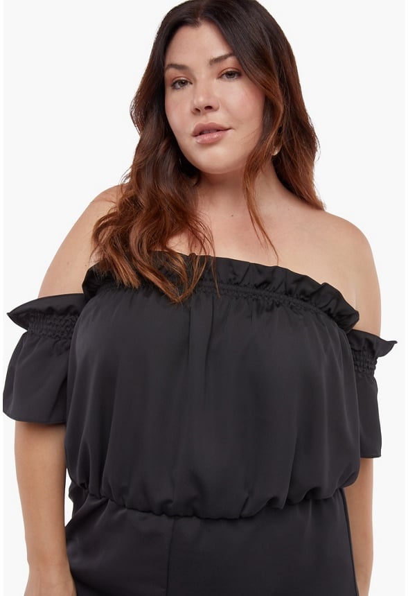Off Shoulder Playsuit Black