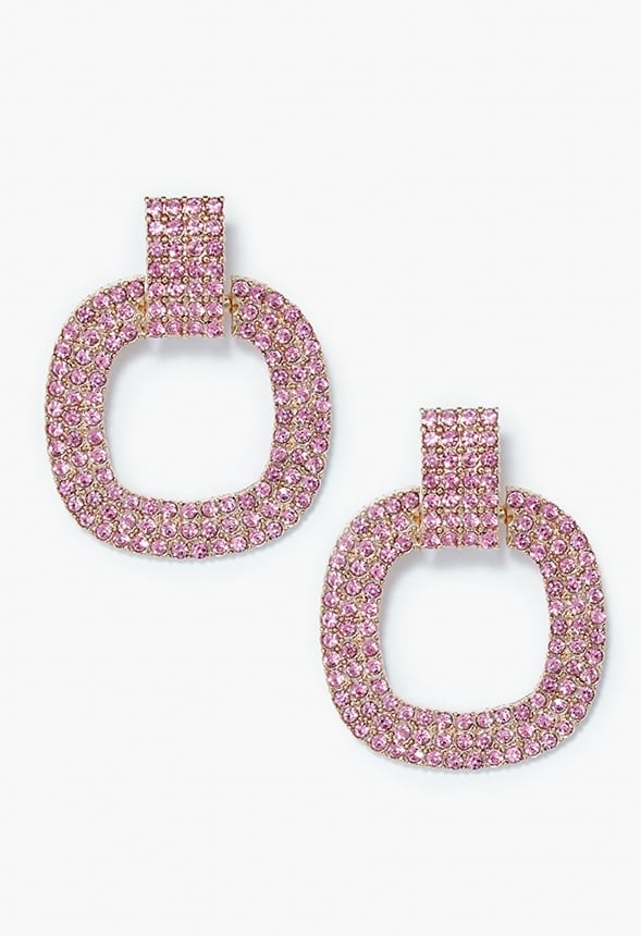 Remi Rhinestone Drop Earrings Pink/ Gold