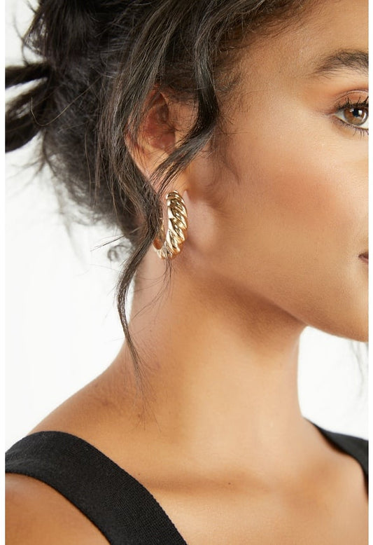 Liv Croissant Effect Cast Metal Hoop Earrings Gold