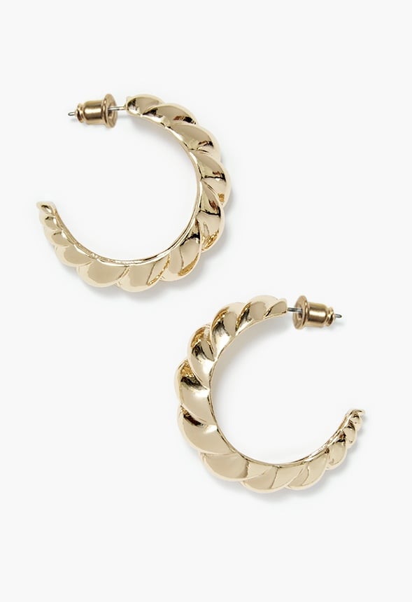Liv Croissant Effect Cast Metal Hoop Earrings Gold
