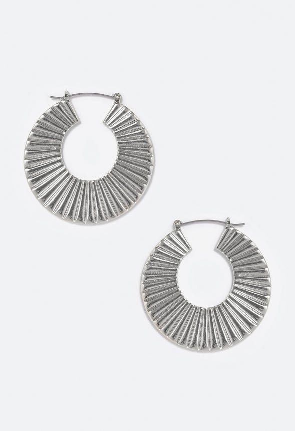Heidi Clean Lines Ridged Hoop Silver