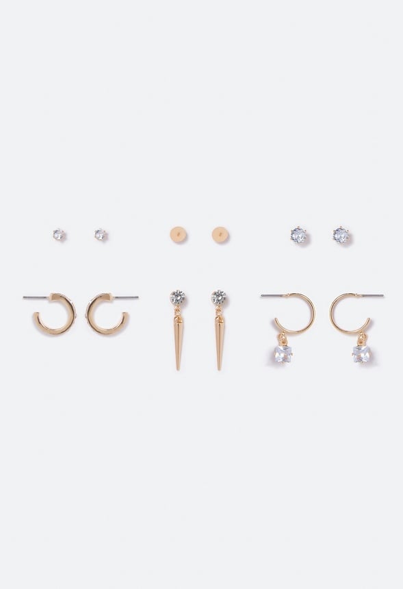 Sylvia Crystal Mixed Earrings Multipack Crystal/ Gold