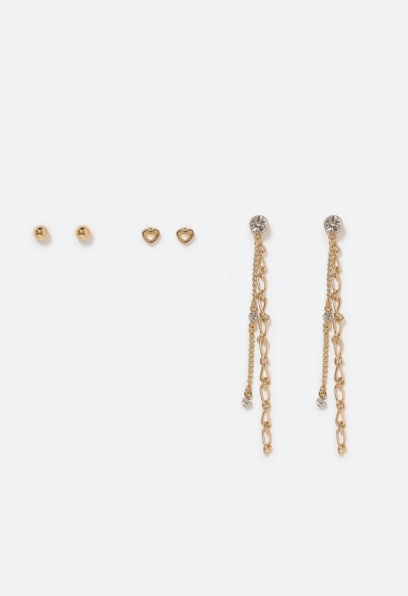 Sage Chain Strand and Stud Multipack Crystal/ Gold