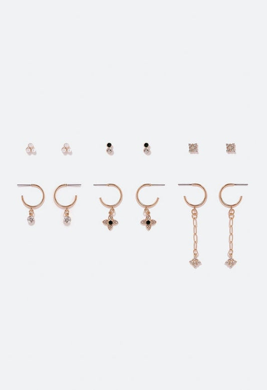 Ila Mix Cross Earring Multipack Emerald/ Gold
