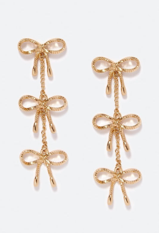 Willa Bow Detailed Strand Earrings Crystal/ Gold