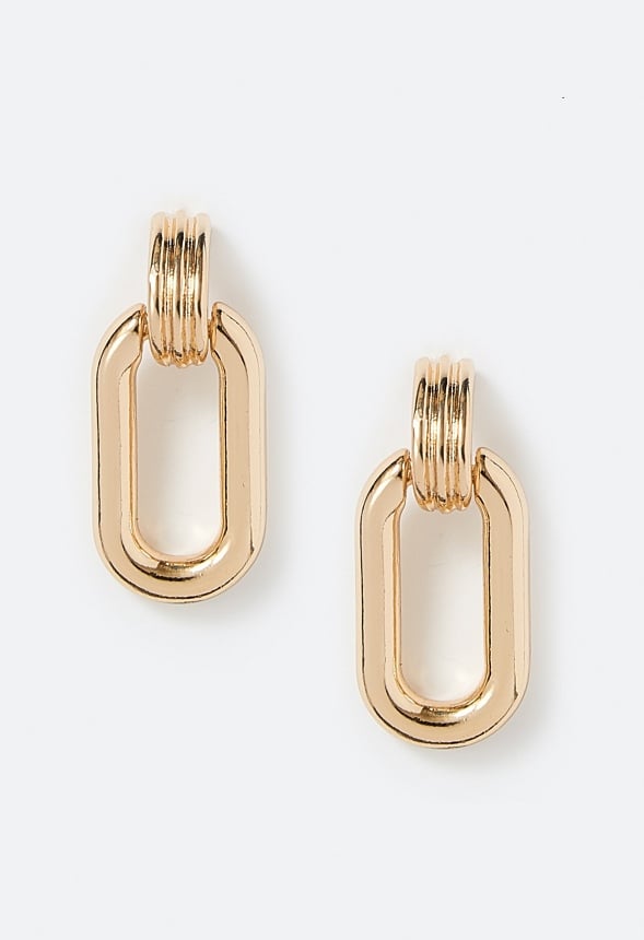 Lily Interlinked Rectangular Door Knocker Earrings Gold 