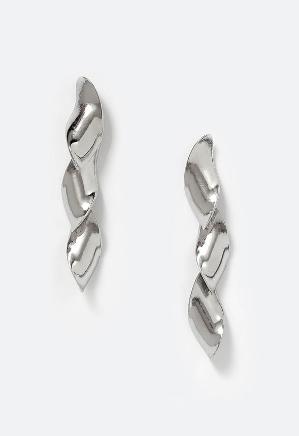 3-Tiered Via Fluid Metal Drops Earrings Silver
