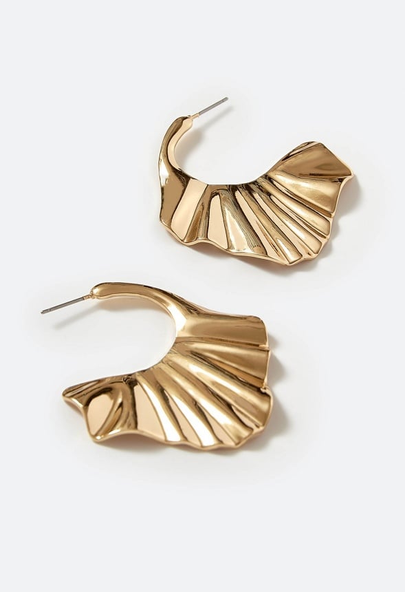Ria Modern Boho Rippled Hoop Earrings Gold