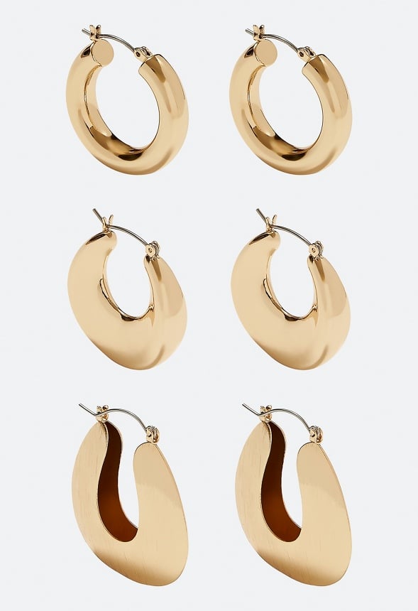 3-Pairs Holly Of Grad Hoop Earrings Pack Gold