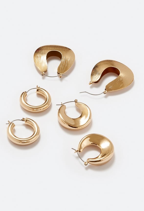 3-Pairs Holly Of Grad Hoop Earrings Pack Gold