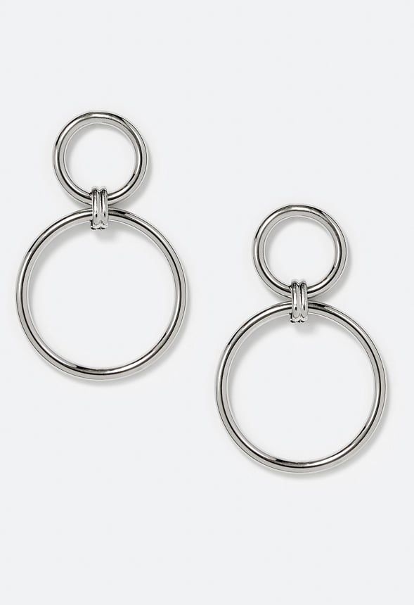 Prue Linked Smooth Metal Drop Earrings Silver/ Silver