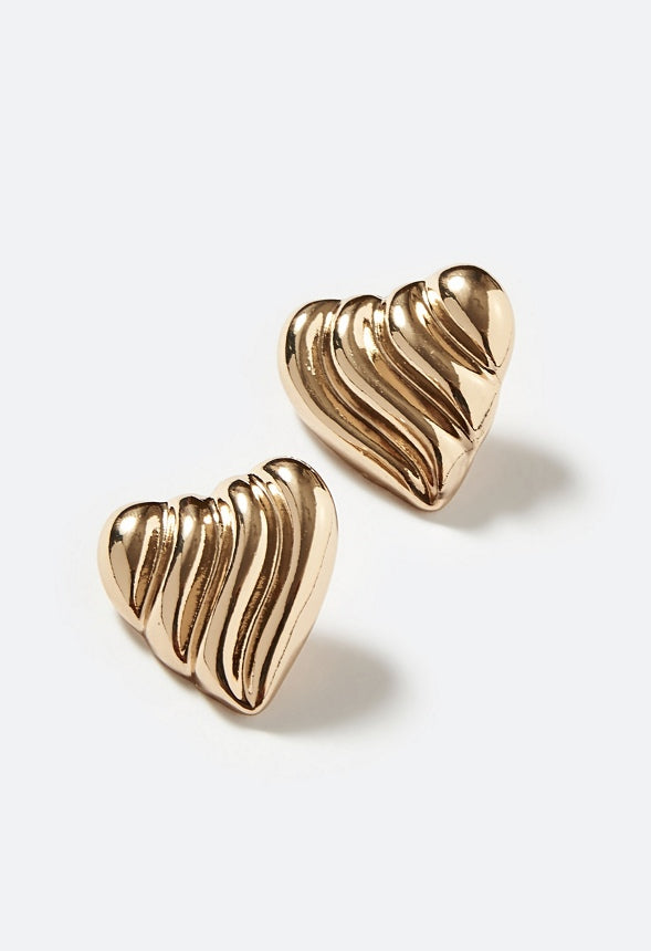 Haley Metal Heart Stud earring Gold