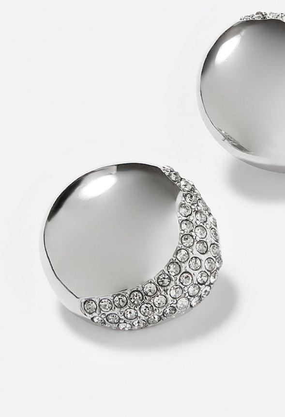 Jayda Glass Stone Set Smooth Metal Stud Crystal/Silver