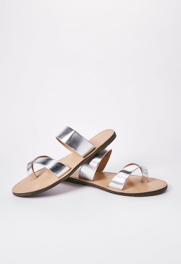 Cloey Faux Leather Slide Silver