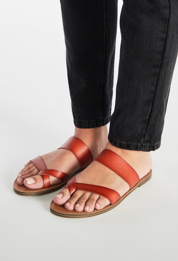 Cloey Faux Leather Slider Cognac